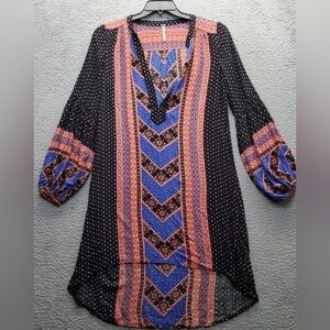 Free People Peacemaker Black Blue Pink Melon Native American Style Tunic Dress